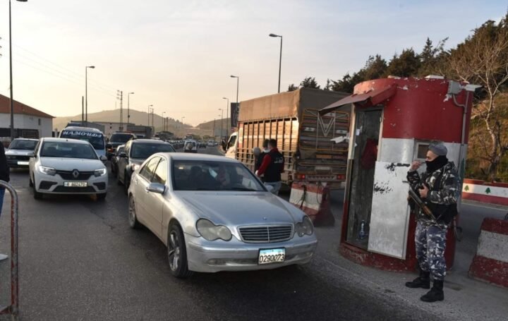 Highway checkpoint area at Dahr al-Baidar in Lebanon