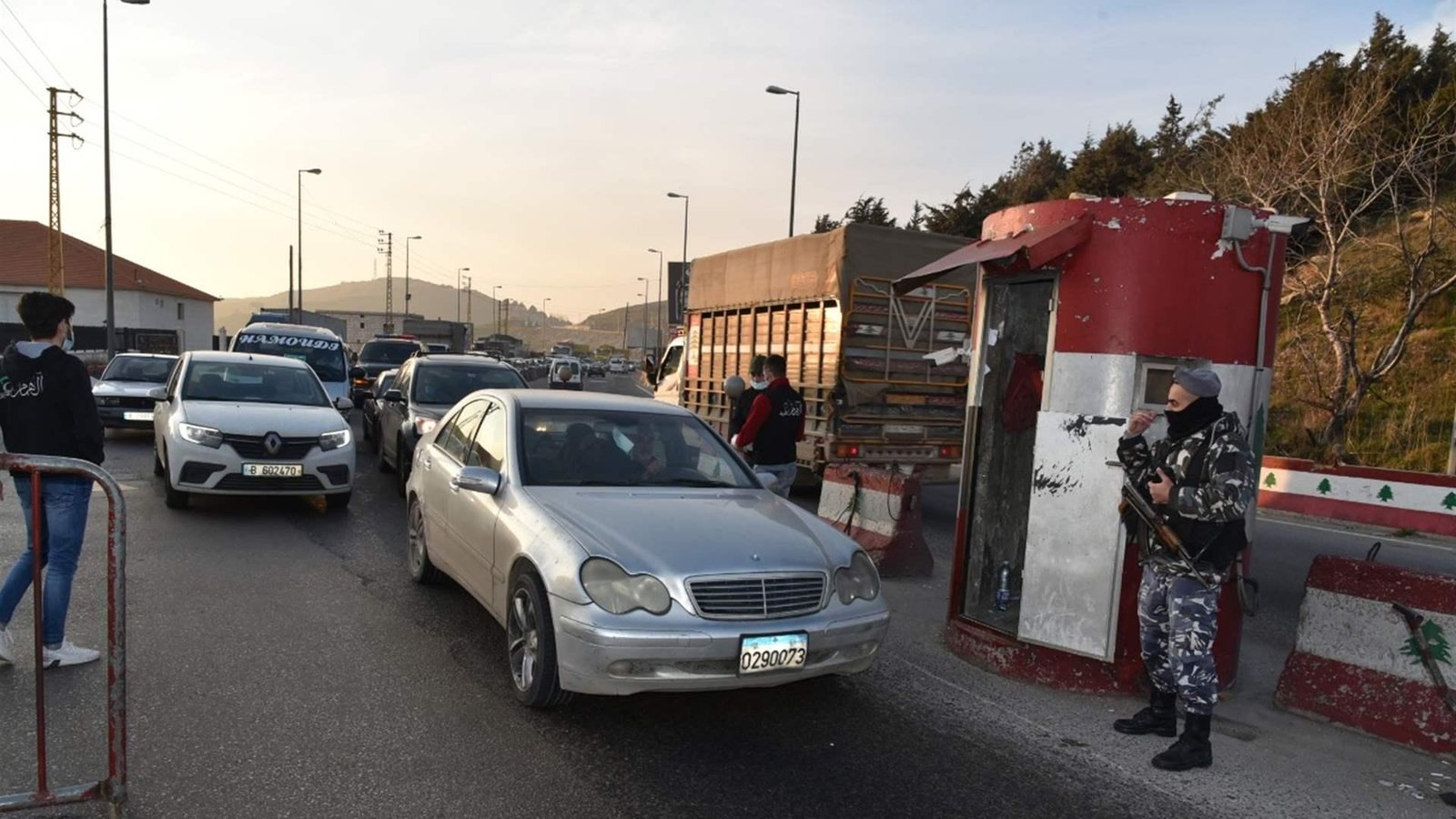 Highway checkpoint area at Dahr al-Baidar in Lebanon