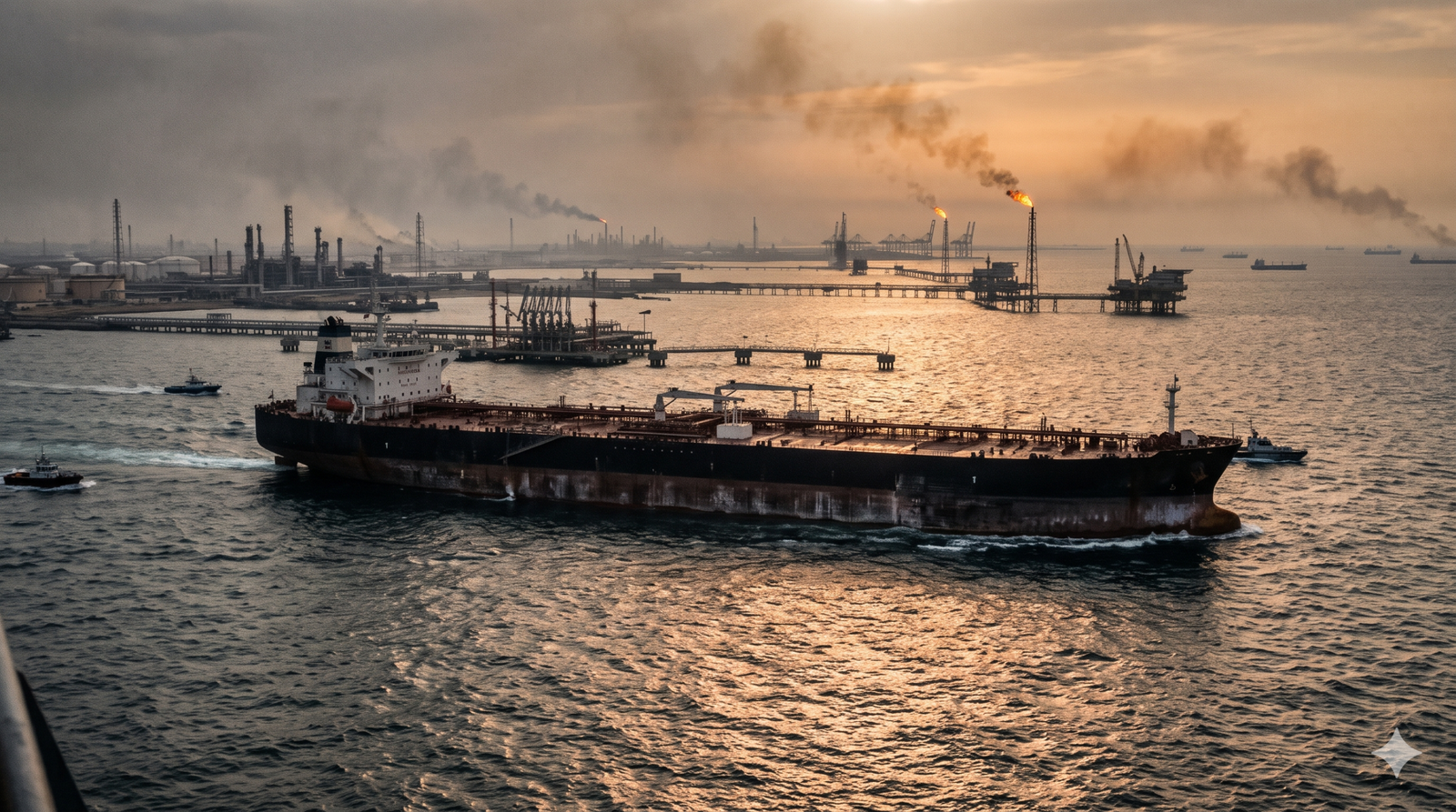 Oil tanker carrying crude oil through the Middle East Gulf